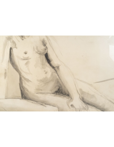 埃维琳·吕兹创作的水彩画，描绘了一位裸体年轻女子，20世纪。