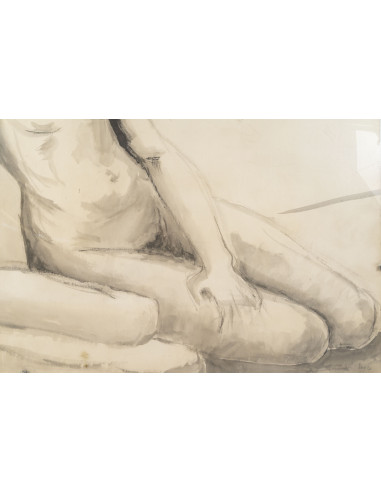 埃维琳·吕兹创作的水彩画，描绘了一位裸体年轻女子，20世纪。