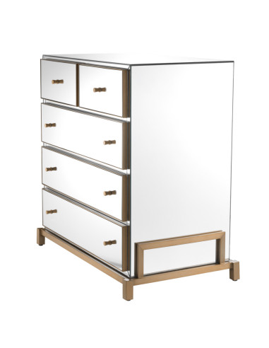 Commode van spiegelglas en geborsteld...
