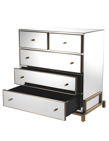Commode van spiegelglas en geborsteld...