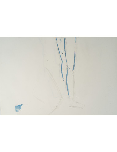 纸本双面素描，描绘了一道剪影和一具横卧的身体，20世纪作品。