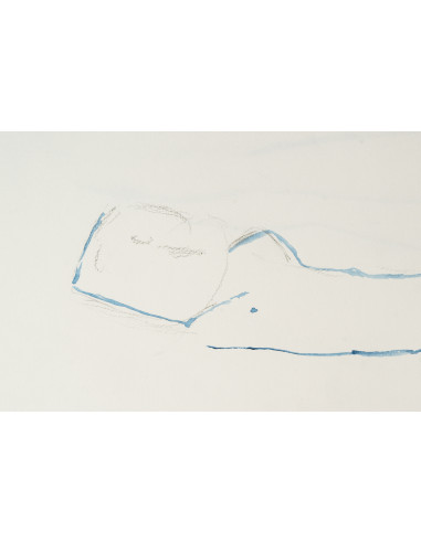 纸本双面素描，描绘了一道剪影和一具横卧的身体，20世纪作品。