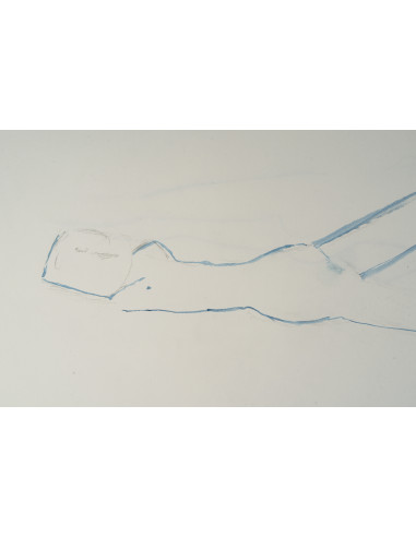 纸本双面素描，描绘了一道剪影和一具横卧的身体，20世纪作品。