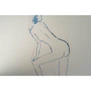 一幅描绘裸体女性的纸本素描，20世纪。 2