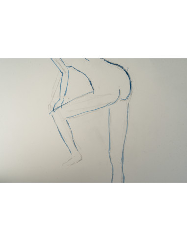 一幅描绘裸体女性的纸本素描，20世纪。