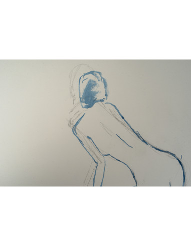 一幅描绘裸体女性的纸本素描，20世纪。