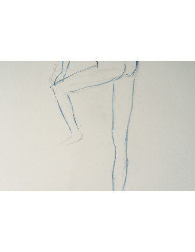 一幅描绘裸体女性的纸本素描，20世纪。