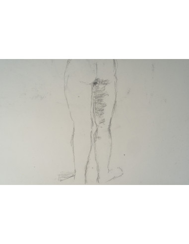 纸本双面素描，描绘了一位背对观者的坐姿女性，20世纪。