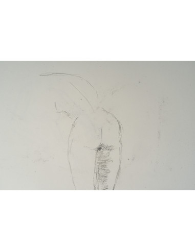 纸本双面素描，描绘了一位背对观者的坐姿女性，20世纪。
