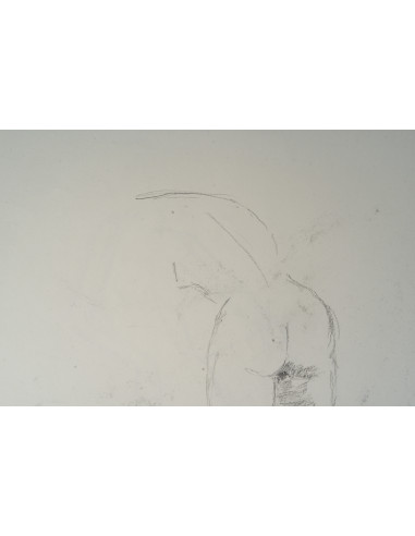 纸本双面素描，描绘了一位背对观者的坐姿女性，20世纪。