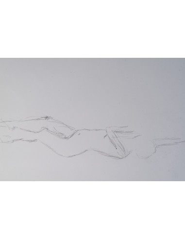 纸本双面素描，描绘裸体女性，20世纪。