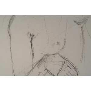 一幅描绘年轻女子半身像的纸本素描，20世纪。 2