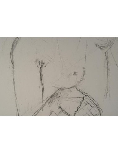 一幅描绘年轻女子半身像的纸本素描，20世纪。