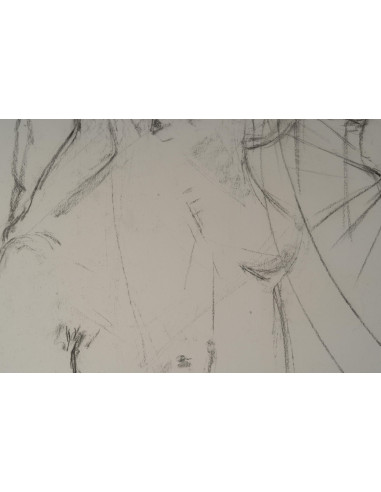一幅描绘年轻女子半身像的纸本素描，20世纪。