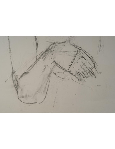 一幅描绘年轻女子半身像的纸本素描，20世纪。