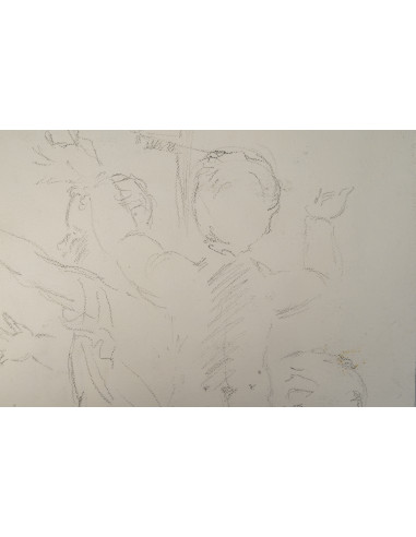 纸本双面素描，描绘了一位男子的面容，20世纪。