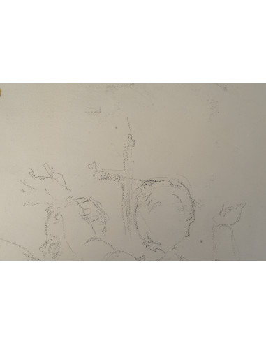 纸本双面素描，描绘了一位男子的面容，20世纪。