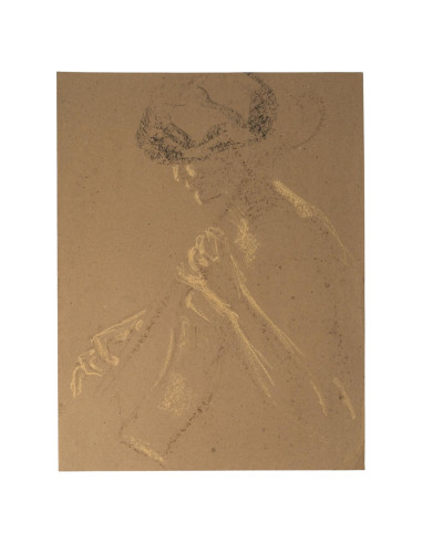 纸本炭笔画，描绘了一位吉他手，20世纪。