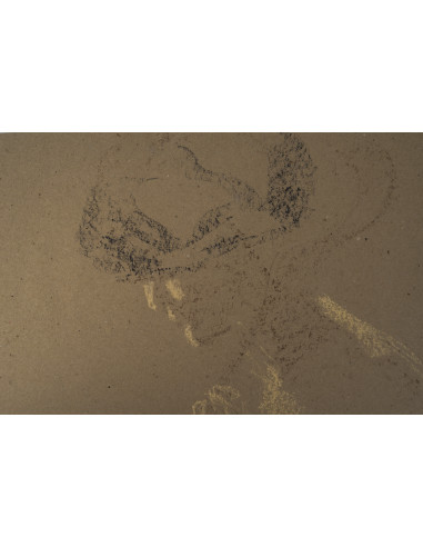 纸本炭笔画，描绘了一位吉他手，20世纪。