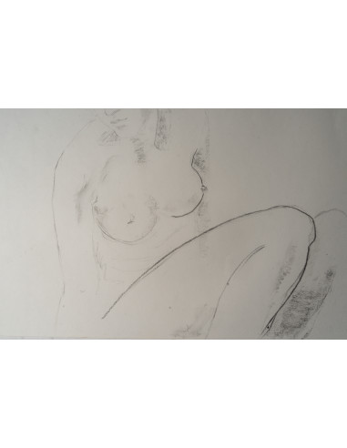一幅描绘年轻女子的纸上素描，20世纪。