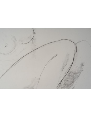 一幅描绘年轻女子的纸上素描，20世纪。