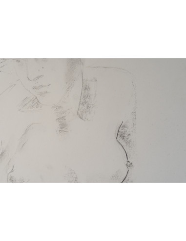 一幅描绘年轻女子的纸上素描，20世纪。