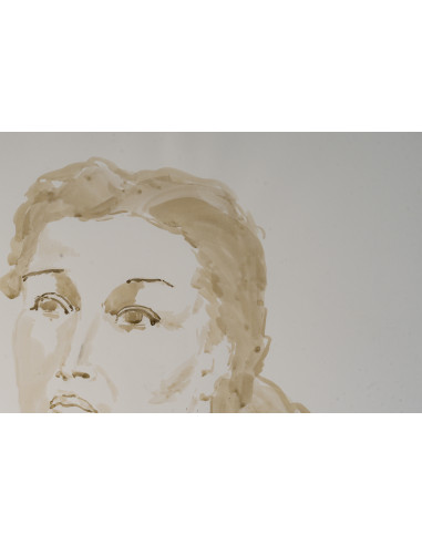 一幅描绘年轻女子面容的水彩画，绘于纸上，20世纪。
