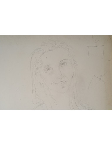 纸本双面素描，一面描绘了一位年轻女子，另一面描绘了孩子们，20世纪。