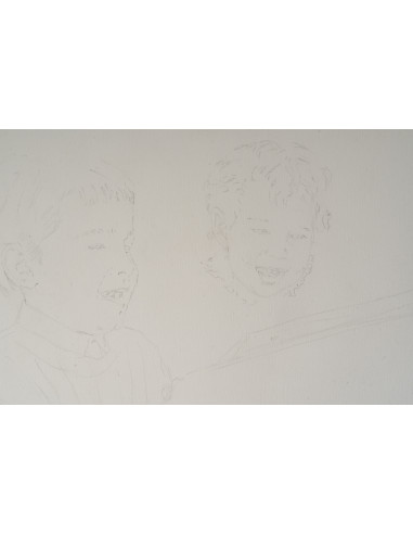纸本双面素描，一面描绘了一位年轻女子，另一面描绘了孩子们，20世纪。