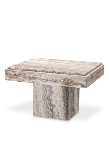 Silver-toned travertine side table,...