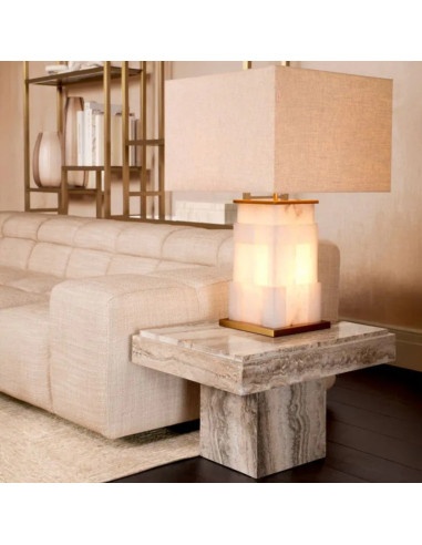 Side table in silver travertine,...