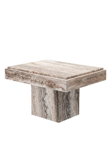 Silver-toned travertine side table,...