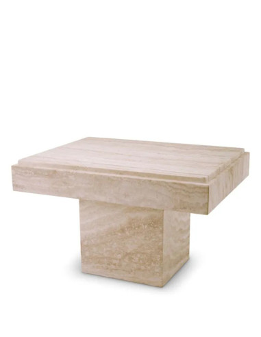 Beige travertine side table,...