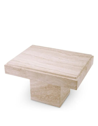 Bijzettafel van beige travertijn, in...