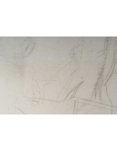 一幅描绘一位坐着的年轻女子的纸上素描，20世纪。