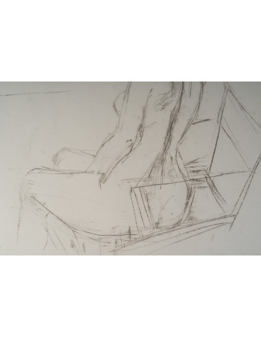 一幅描绘一位坐着的年轻女子的纸上素描，20世纪。