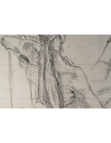 一幅描绘年轻女子的纸本素描，20世纪。