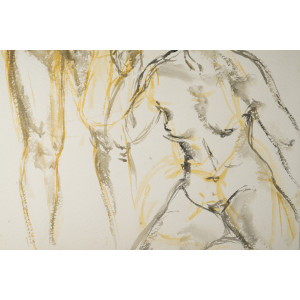 一幅描绘一对男女的水彩画，20世纪。 2