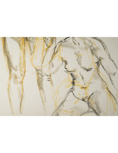 一幅描绘一对男女的水彩画，20世纪。