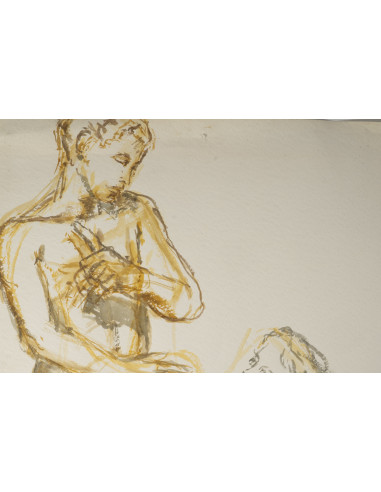一幅描绘一对男女的水彩画，20世纪。