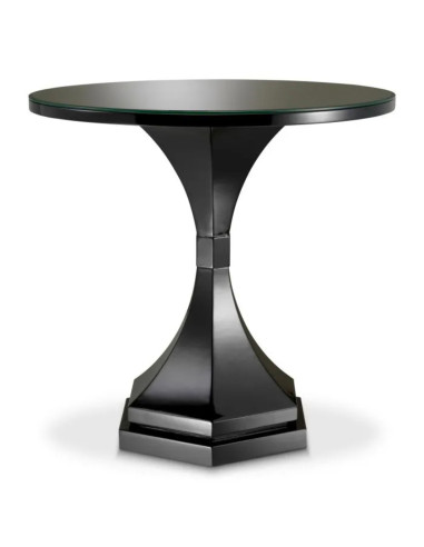 Black glass and wood side table,...