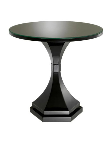 Black glass and wood side table,...