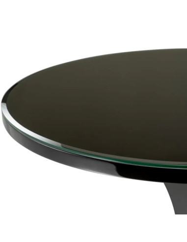 Black glass and wood side table,...