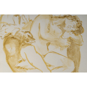 一幅描绘一对夫妇的水彩画，绘于纸上，20世纪。 2