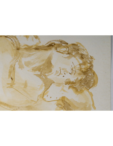 一幅描绘一对夫妇的水彩画，绘于纸上，20世纪。