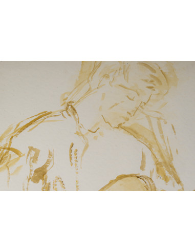 一幅描绘一对夫妇的水彩画，绘于纸上，20世纪。