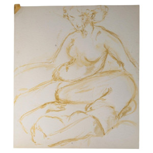 一幅描绘一对夫妇的水彩画，绘于纸上，20世纪。