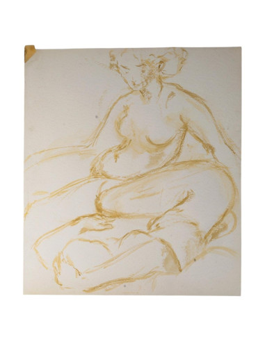 一幅描绘一对夫妇的水彩画，绘于纸上，20世纪。