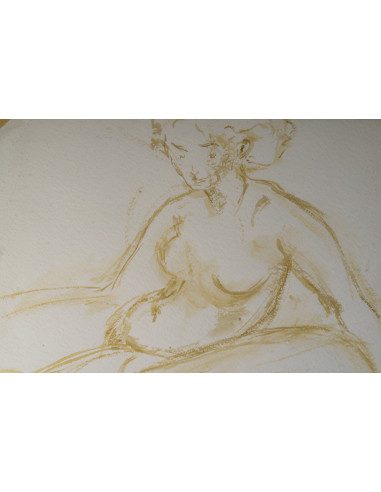 一幅描绘一对夫妇的水彩画，绘于纸上，20世纪。