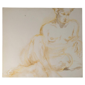 一幅描绘女性的水彩画，绘于纸上，20世纪。